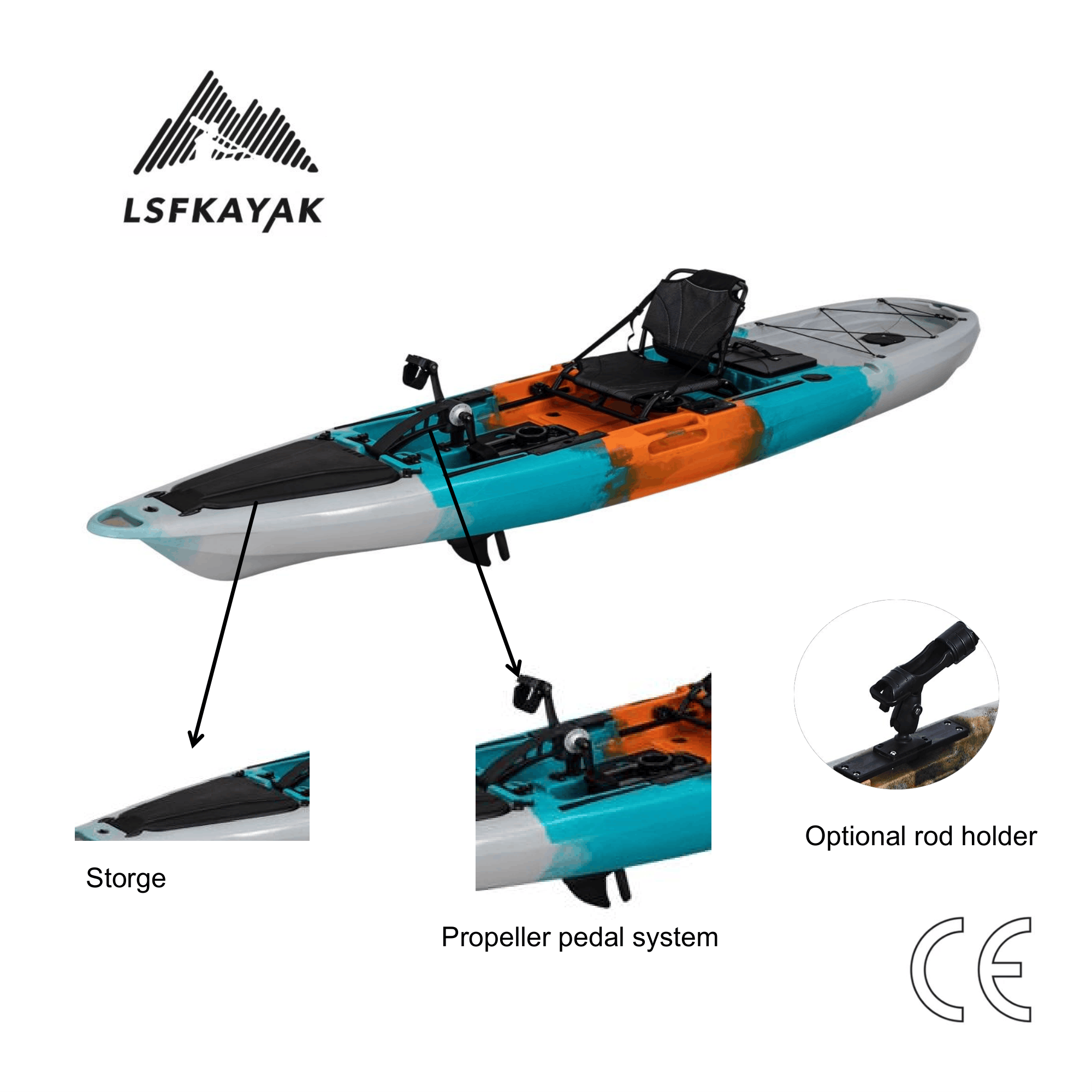 Fishing Kayak Pedal Drive - Mirage Propel 12ft PRO Pedal Drive