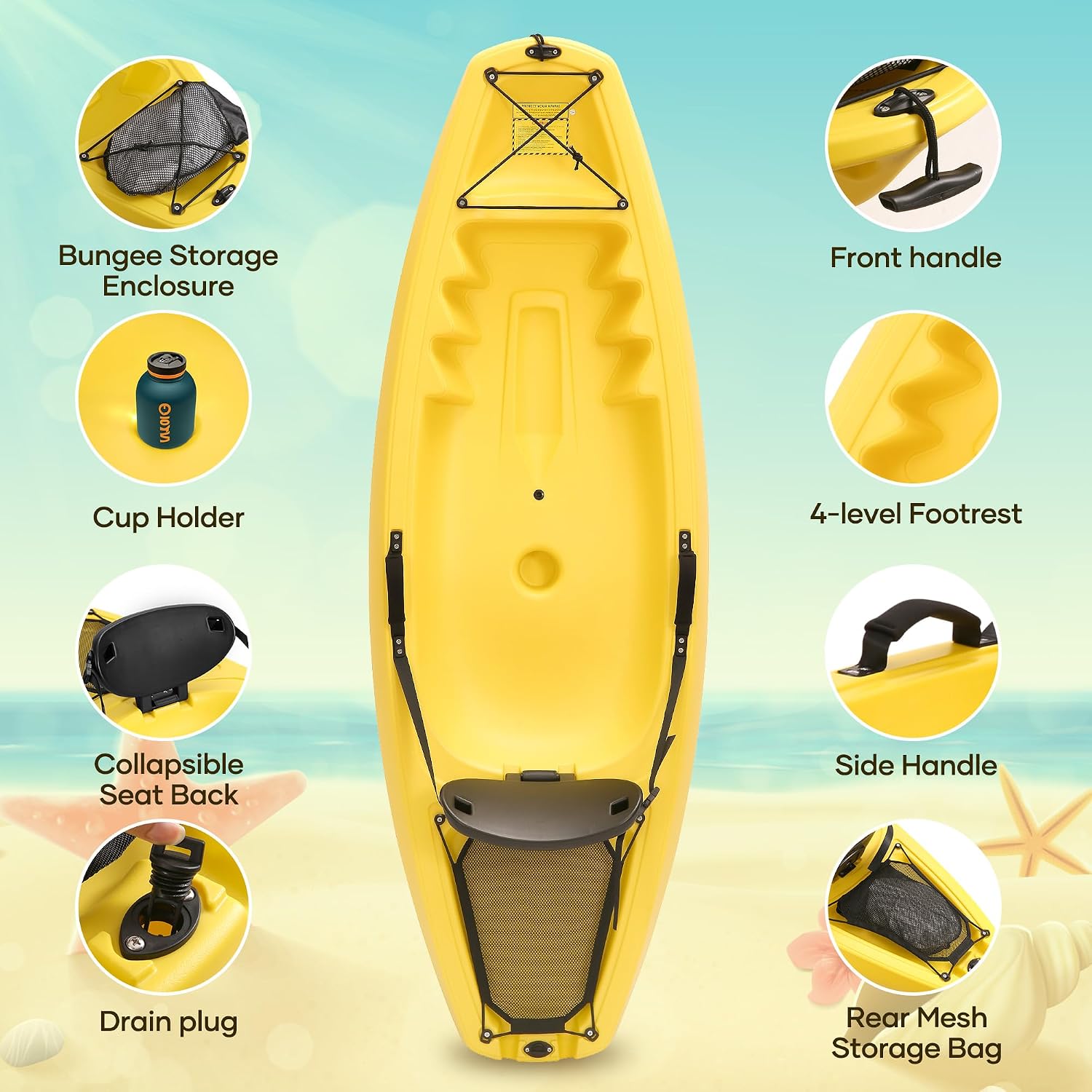 Kayak with Paddle 6.5 FT Recre - огляд і ціна Fishing Kayak Sit In