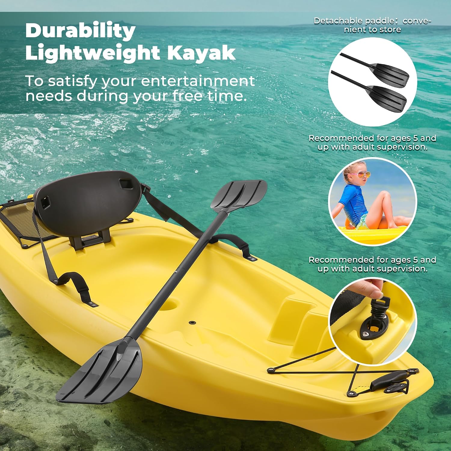 Kayak with Paddle 6.5 FT Recre - огляд і ціна Fishing Kayak Sit In