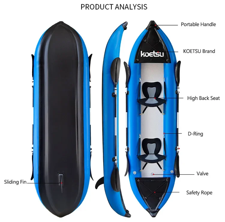 KOETSU 1-2 Persons Inflatable  - огляд і ціна Fishing Kayak Sit On Top
